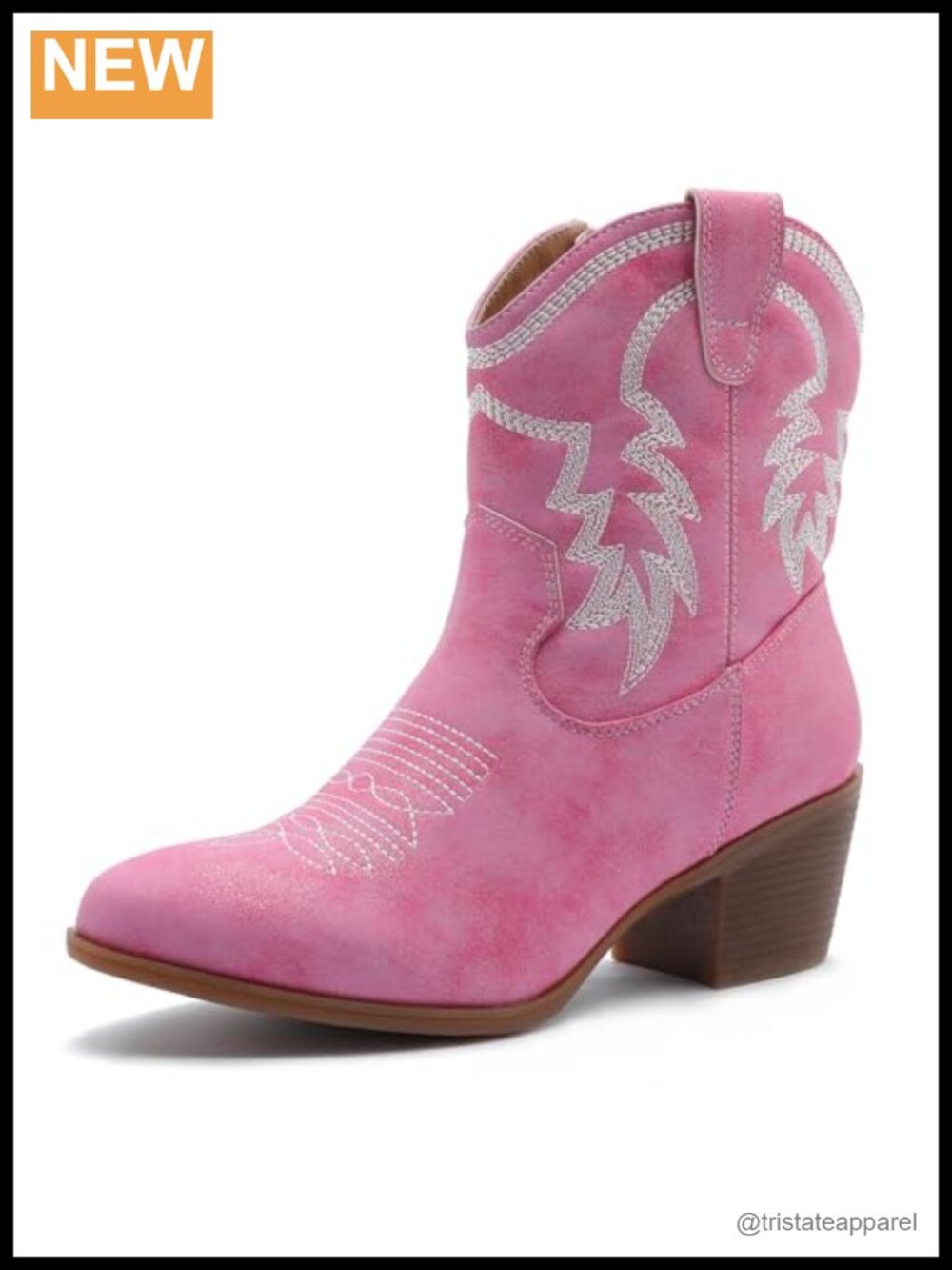 Women's Cowgirl Boots Ankle Booties Faux Leather Side Zipper 2-Inch Heel
